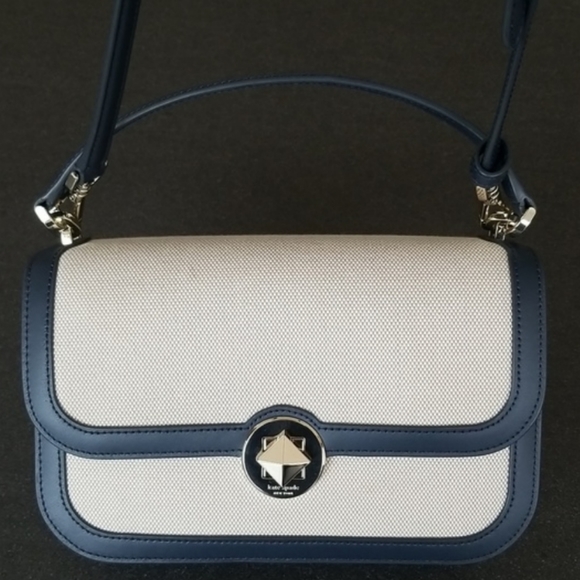 kate spade Audrey Canvas Top Handle Flap Crossbody, Color: Blazer Blue Multi - Picture 5 of 15